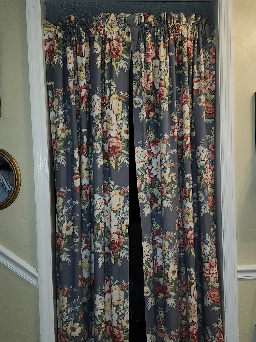 2 Ralph Lauren KIMBERLY CURTAIN PANEL Vintage BLUE FLORAL Flowers 40